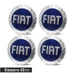 Ficha técnica e caractérísticas do produto Jogo 4 Emblema Roda Fiat Azul 40mm. - Calota