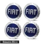 Ficha técnica e caractérísticas do produto Jogo 4 Emblema Roda Fiat Azul 65Mm. Calota