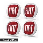 Ficha técnica e caractérísticas do produto Jogo 4 Emblema Roda Fiat Punto Vermelho 117mm Calota