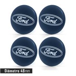 Ficha técnica e caractérísticas do produto Jogo 4 Emblema Roda Ford Marinho 48mm. - Calota