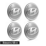 Ficha técnica e caractérísticas do produto Jogo 4 Emblema Roda Hyundai Prata 48mm Calota