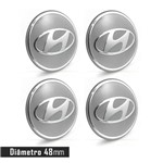 Ficha técnica e caractérísticas do produto Jogo 4 Emblema Roda Hyundai Prata 48mm. - Calota