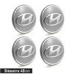 Ficha técnica e caractérísticas do produto Jogo 4 Emblema Roda Hyundai Prata 48mm.