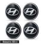 Ficha técnica e caractérísticas do produto Jogo 4 Emblema Roda Hyundai Preto 48mm Calota