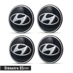 Ficha técnica e caractérísticas do produto Jogo 4 Emblema Roda Hyundai Preto 65mm. - Calota