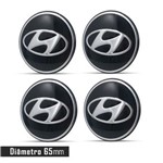 Ficha técnica e caractérísticas do produto Jogo 4 Emblema Roda Hyundai Preto 65mm Calota