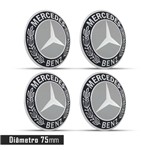 Ficha técnica e caractérísticas do produto Jogo 4 Emblema Roda Mercedes 75mm - Calota