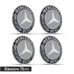 Ficha técnica e caractérísticas do produto Jogo 4 Emblema Roda Mercedes 75mm