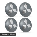 Ficha técnica e caractérísticas do produto Jogo 4 Emblema Roda Mitsubishi GRAFITE 55mm.