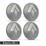 Ficha técnica e caractérísticas do produto Jogo 4 Emblema Roda Renault Cinza 65mm.