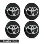 Ficha técnica e caractérísticas do produto Jogo 4 Emblema Roda Toyota Preto 117Mm. Calota