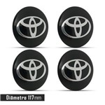 Ficha técnica e caractérísticas do produto Jogo 4 Emblema Roda Toyota Preto 117mm Calota