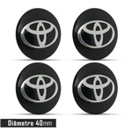 Ficha técnica e caractérísticas do produto Jogo 4 Emblema Roda Toyota Preto 40mm. - Calota