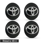 Ficha técnica e caractérísticas do produto Jogo 4 Emblema Roda Toyota Preto 40mm Calota