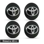 Ficha técnica e caractérísticas do produto Jogo 4 Emblema Roda Toyota Preto 40Mm. Calota