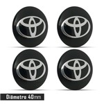 Ficha técnica e caractérísticas do produto Jogo 4 Emblema Roda Toyota Preto 40mm.