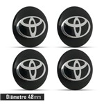 Ficha técnica e caractérísticas do produto Jogo 4 Emblema Roda Toyota Preto 48mm. - Calota