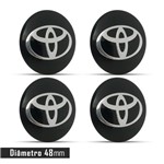 Ficha técnica e caractérísticas do produto Jogo 4 Emblema Roda Toyota Preto 48mm.