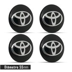 Ficha técnica e caractérísticas do produto Jogo 4 Emblema Roda Toyota Preto 55mm. - Calota