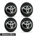 Ficha técnica e caractérísticas do produto Jogo 4 Emblema Roda Toyota Preto 58Mm. Calota
