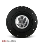 Ficha técnica e caractérísticas do produto Jogo 8 Calota Centro Roda Ferro VW Amarok Aro 13 14 15 4 Furos Preta Fosca