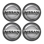 Ficha técnica e caractérísticas do produto Jogo BOTTOM/ Emblema para Calota Nissan 48MM Degrade 4 Pecas Resinado