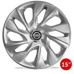 Ficha técnica e caractérísticas do produto Jogo Calota 15 Ds4 Silver Prata Nissan Tiida Versa Sentra Livina