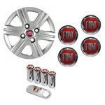 Ficha técnica e caractérísticas do produto Jogo Calota Aro 13 Fiat Palio Fire 2011 2013 Grid Prata + Emblema Resinado + Tampa Ventil