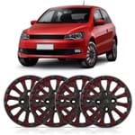 Ficha técnica e caractérísticas do produto Jogo Calota Aro 13 Thunder para Linha Volkswagen Parafuso Cubo Baixo 4 Peças Grafite com Vermelho