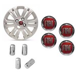 Ficha técnica e caractérísticas do produto Jogo Calota Aro 14 Doblô 2015 Fiat Grid Prata + Emblema Resinado + Tampa Ventil Cromada