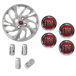 Ficha técnica e caractérísticas do produto Jogo Calota Aro 14 Uno Attractive 2015 2016 Fiat Grid Prata + Emblema Resinado + Tampa Ventil Cromada