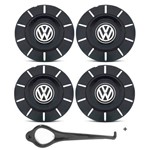 Ficha técnica e caractérísticas do produto Jogo Calota Centro Roda Ferro Vw Amarok Nova Aro 13 14 15 4 Furos Preta Brilhante + Chave