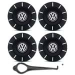 Ficha técnica e caractérísticas do produto Jogo Calota Centro Roda Ferro Vw Amarok New Aro 13 14 15 4 Furos Preta Fosca + Chave Calota