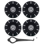 Ficha técnica e caractérísticas do produto Jogo Calota Centro Roda Ferro VW Amarok New Aro 13 14 15 4 Furos Preta Fosca + Chave