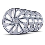 Ficha técnica e caractérísticas do produto Jogo Calota DS4 Aro 14 Silver Cup Emblema Prata Citroen Berlingo - Elitte