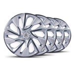 Ficha técnica e caractérísticas do produto Jogo Calota DS4 Aro 14 Silver Cup Emblema Prata Citroen C3 - Elitte