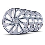 Ficha técnica e caractérísticas do produto Jogo Calota DS4 Aro 15 Silver Cup Emblema Prata Citroen Berlingo - Elitte