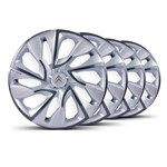 Ficha técnica e caractérísticas do produto Jogo Calota DS4 Aro 15 Silver Cup Emblema Prata Citroen C3 - Elitte