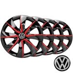 Ficha técnica e caractérísticas do produto Jogo calota esportiva aro 13 Prime Black/Red - Volkswagen Gol Parati Logus Saveiro Voyage - 1005