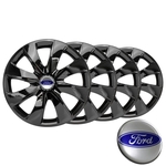 Ficha técnica e caractérísticas do produto Jogo calota esportiva aro 14 Black com emblema Ford Fiesta Ka Escort Ecosport Focus - Elitte LC232