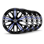 Ficha técnica e caractérísticas do produto Jogo Calota Triton Sport Aro 14 Preta / Azul Vw Fox