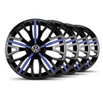 Ficha técnica e caractérísticas do produto Jogo Calota Triton Sport Aro 14 Preta / Azul VW Santana - Elitte