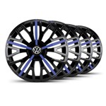 Ficha técnica e caractérísticas do produto Jogo Calota Triton Sport Aro 14 Preta / Azul VW Parati - Elitte