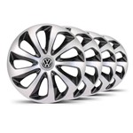 Ficha técnica e caractérísticas do produto Jogo Calota Velox Aro 15 Prata / Preta VW Fusca