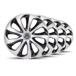 Ficha técnica e caractérísticas do produto Jogo Calota Velox Aro 15 Prata / Preta VW Fox