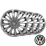 Ficha técnica e caractérísticas do produto Jogo calotas esportivas Elitte Silver aro 13 com emblema VW - Fox Gol Voyage Saveiro - LC100