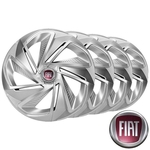 Ficha técnica e caractérísticas do produto Jogo calotas esportivas Nitro Silver aro 13 emblema Fiat - Palio Siena Uno Mobi - Elitte LC210