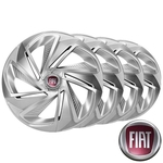 Ficha técnica e caractérísticas do produto Jogo calotas esportivas Nitro Silver aro 14 emblema Fiat - Argo Palio Siena Uno Mobi Strada - Elitte LC215