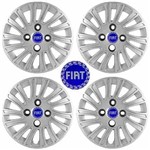 Ficha técnica e caractérísticas do produto Jogo Calotas Grid Aro 14" Fiat Grand Siena 12/13 C/ Emblema Azul