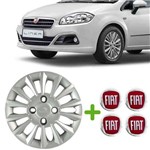 Ficha técnica e caractérísticas do produto Jogo Calotas Mercurio Fiat Linea 2008 a 2016 - Aro 13 + Emblema